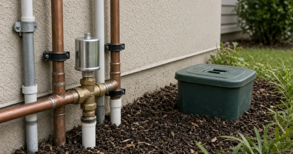 Water hammer arrestor on the pipes feeding an irrigation system